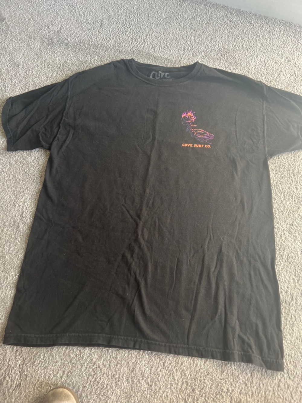 Cove Black Short-Sleeve Tee with Neon Chest Graphic